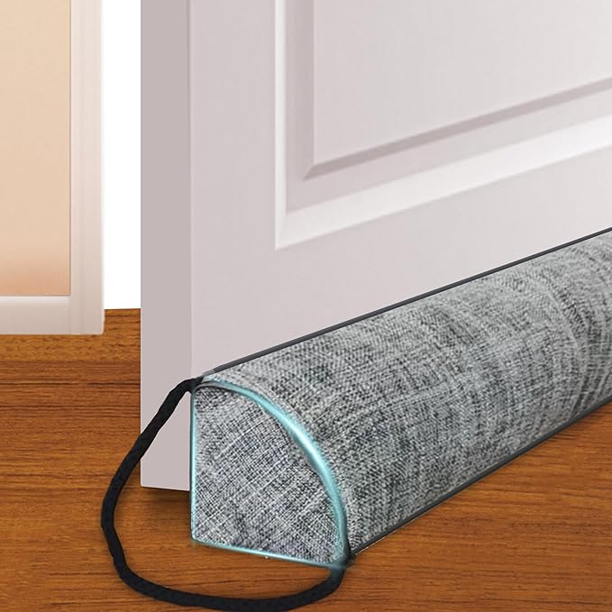 QUOLIX Triangle Under-Door Draft Stopper, 36 Inch Noise Blocker, Weighted Weather Stripping, Gray Cotton & Polyester, Multi-Function Noise & Light Blocker,Gray