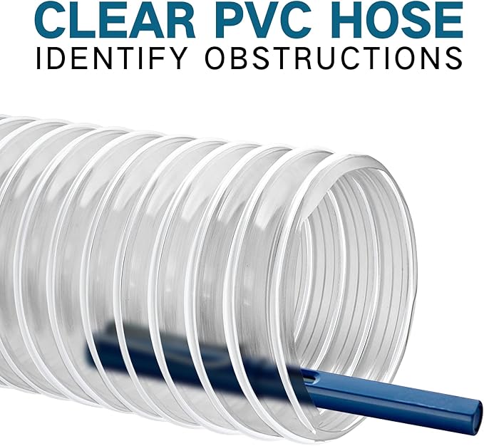 Heavy PVC Dust Collection Hose 2 1/2" x 20', Puncture Resistant PVC Dust Collection Hose with Carbon Steel Wire Coil for Woodworking, Workshops, Dust Collectors
