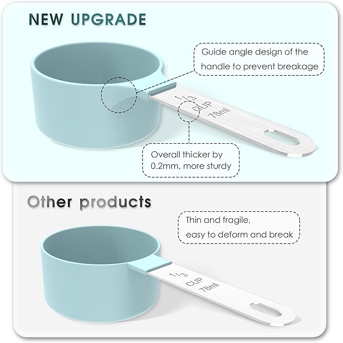 TILUCK Measuring Cups & Spoons Set, Stackable Cups and Spoons, Nesting Measure Cups with Stainless Steel Handle, Kitchen Gadgets for Cooking & Baking (Green)
