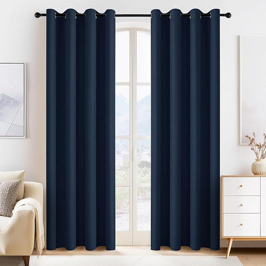PONY DANCE Door Curtains for Doorways Privacy - Home Decoration Window Covering for Closet/Hallway Light Block Noise Reducing for Living Room 55 x 80 inch, Navy Blue, 2 PCs