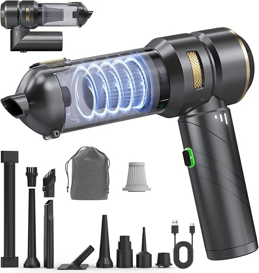 Car Vacuum Portable Cordless, Foldable Handheld Vacuum with Brushless Motor, 22000PA High Power Mini Hand Vacuum Cleaner & Air Blower & Duster & Pump for Home, Pet, Office