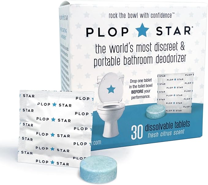 Odor Eliminating Toilet Tablets, Bathroom Deodorizer with Citrus Essential Oils, Individually-Wrapped Toilet Deodorizer, Single-Use Bathroom Odor Eliminator, 30 Tablets