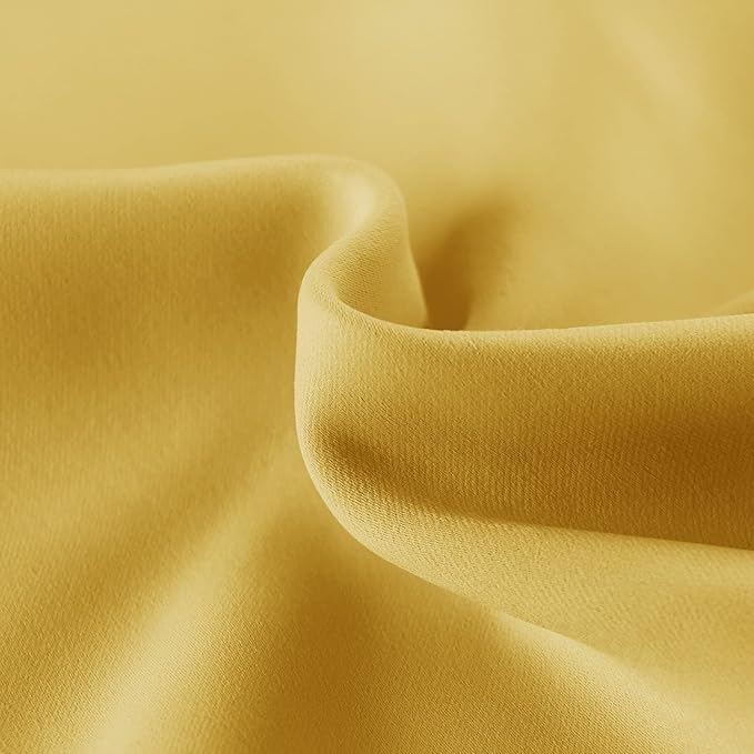 DWCN French Door Curtain - Rod Pocket Thermal Blackout Panel for Doors With Glass Window, Kitchen and Patio - Privacy, 36 X 72 Inches Long, 1 Panel With Tieback, Yellow