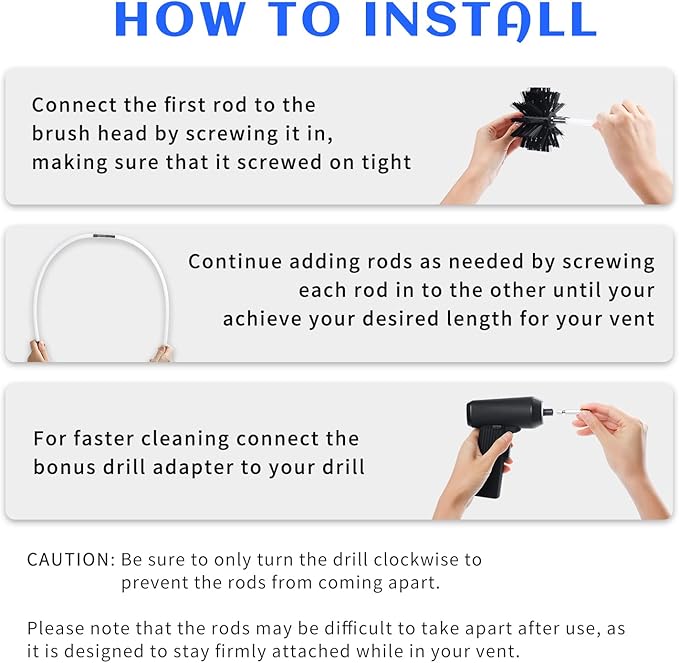HOKLNUSE Dryer Vent Cleaner Kit Chimney Sweep Cleaning Tools Pellet Stove Cleaner Kit Air Dryer Duct Fireplace Brushes for Easy Lint Cleaning with 4" and 6" Brush Heads (Heavy Duty, 20Feet)