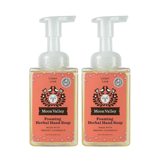 Moon Valley Herbal Foaming Hand Soap, Vegan (Candy Cane, Recyclable Bottle)