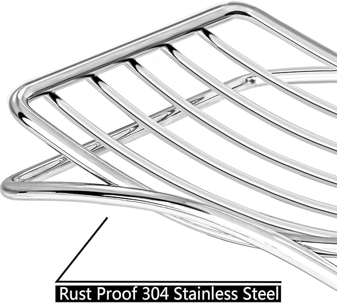 Soap Dish Stainless Steel Bar Soap Holder for Shower Bathroom, Self-draining Soap Dishes Sponge Holder for Kitchen Sink, Easy Cleaning Quick Dry(Soap Saver Not Included)