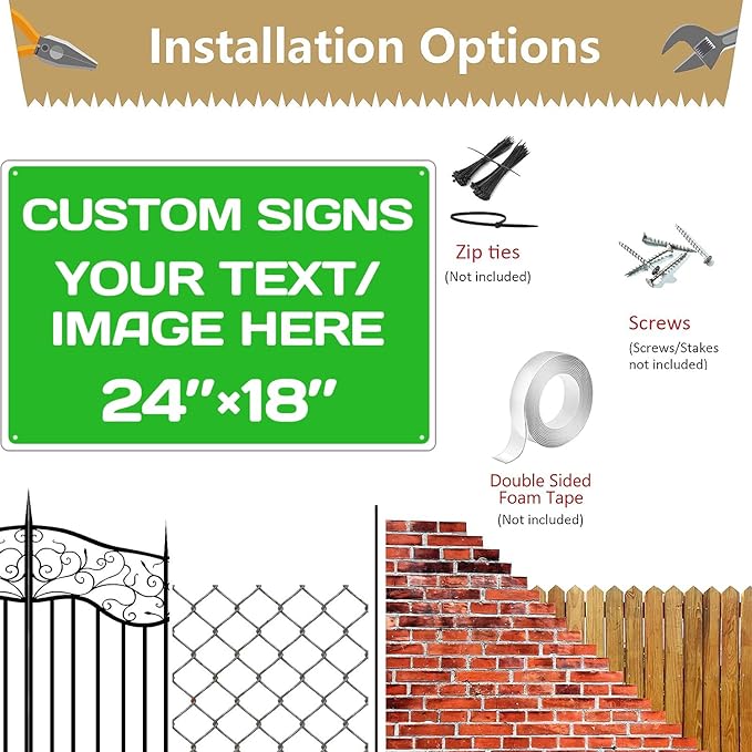 Personalized Aluminum Weatherproof Metal Sign - Multiple Sizes, Custom Text and Picture - Hazard, Garden, Custom Door Sign