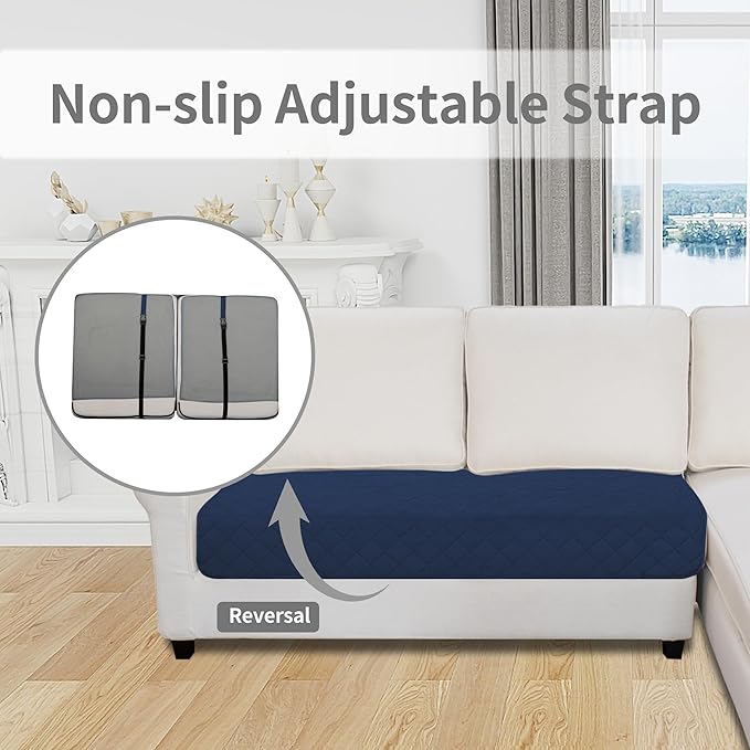 Easy-Going Sectional Couch Covers for Dogs L Shape Sofa Cover Reversible Sofa Slipcover Chaise Lounge Cover Furniture Protector Cover for Pets Dog Cat (30 x 50 inches, Navy/Ivory)