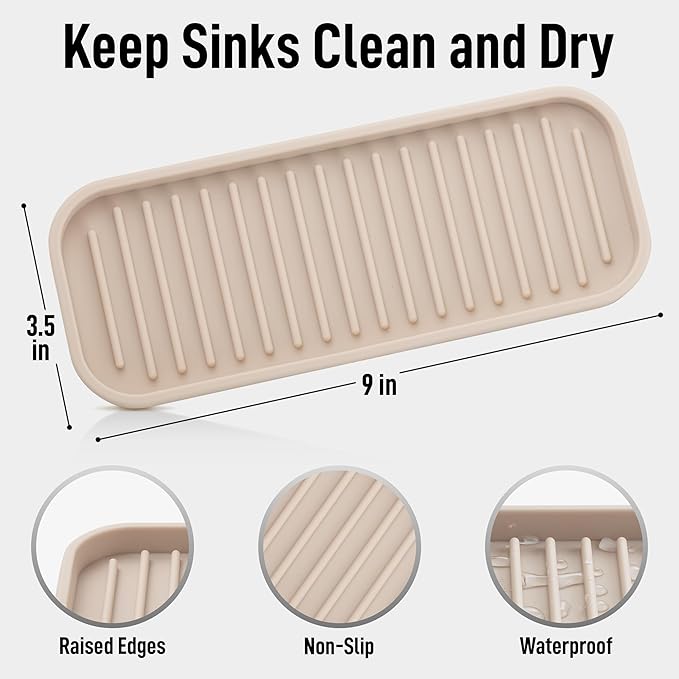 Zulay Kitchen (9x3.5) Silicone Sponge Holder for Kitchen Sink - Flexible Multipurpose Soap Tray - Sink Organizer for Kitchen, Bathroom, Makeup, Trinkets & More (Dark Blue)
