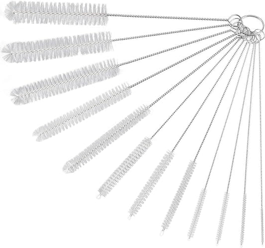 Straw Cleaner Brushes Sets, 12 Pieces 8.2 Inch Botthle Cleaning Brush and Nylon Tube Brush Brush Kit for Sippy Cup, Tumbler, Water Bottle, Drinking Straw (White)