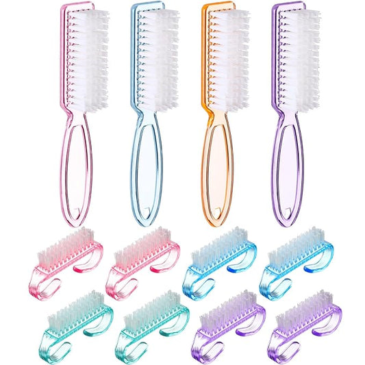 Patelai 12 Pcs Handle Grip Nail Brush Bulk Colorful Nail Scrubber Fingernail Brushes Hand Toes Cleaning Brushes Pedicure Scrubbing Tool for Men and Women, Multicolor Brush