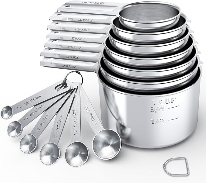 TILUCK Stainless Steel Measuring Spoons Set,Coffee Scoop Spoon,Kitchen Gadgets for Cooking & Baking,Set of 13