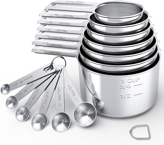 TILUCK Stainless Steel Measuring Spoons Set,Coffee Scoop Spoon,Kitchen Gadgets for Cooking & Baking,Set of 13