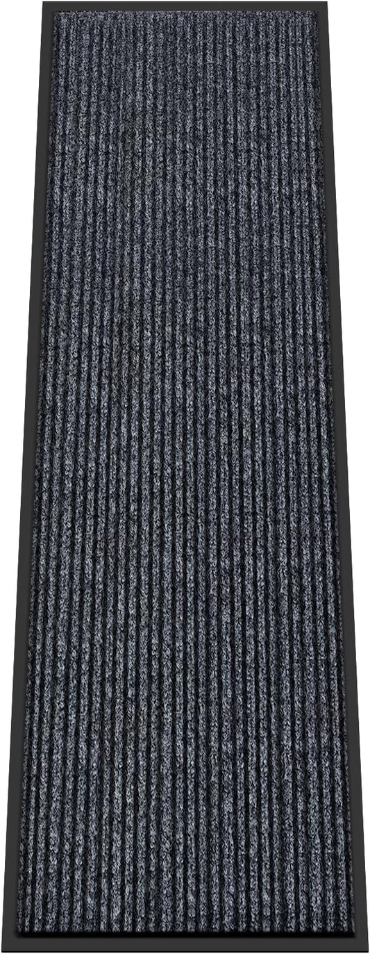 Kuyal Front Door Mat, 3'x10' Indoor Outdoor Entrance, Commercial Floor Inside Outside Entrance, Heavy Duty Durable Welcome Mat, Rubber Backing Non Slip Outdoor Mats for Entryway,Dark Gray