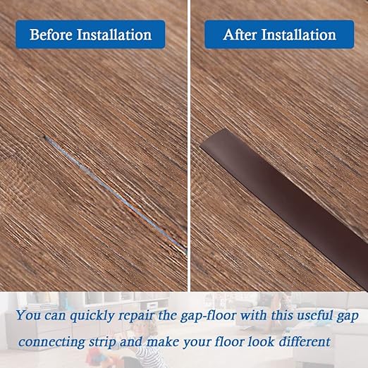 Floor Transition Strip Self Adhesive Floor Cover Strips Laminate 2" Wide Vinyl Flat Divider Transitions (5cm, 6.56Ft, Brown)