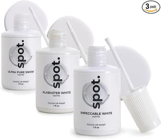 spot. Touch-Up Paint | Matte Finish for Cabinets, Walls, Doors & Furniture | Multi-Tone White Repair Kit | Quick-Dry, Self-Priming, Low-Odor, Eco-Friendly | No-Sanding or Primer Needed | 3 Pack