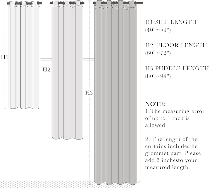 PONY DANCE Black Blackout Curtains for Bedroom 84 Inch Length 2 Panels Set, Privacy Thermal Insulated Room Darkening Grommet Drapes for Living Room Window, W34 x L84 Inch