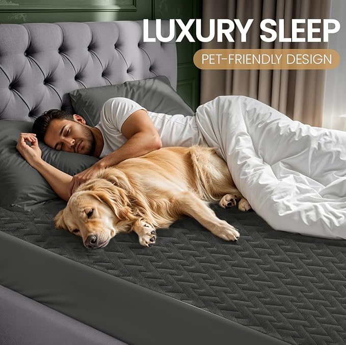 Utopia Bedding Waterproof Mattress Protector King Size (Gray), Premium 3D Air Soft Fabric Mattress Cover, Fits 17 Inches Deep, Breathable, Fitted Style with Stretchable Pockets