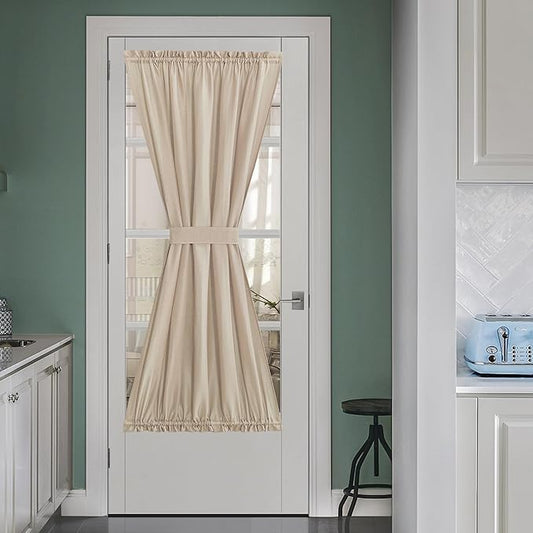 NICETOWN Door Curtains for Window 72 inch Length, Linen Blend Privacy French Shade Thermal Insulate Window Covering for Patio Glass Front Door, 52 x 72 inch, Angora, 1 Panel