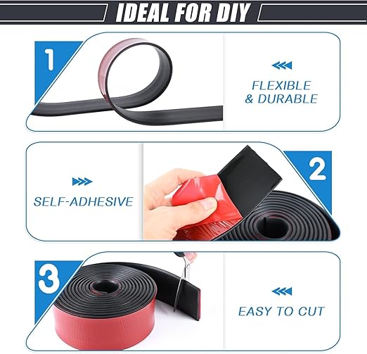 Neoprene Adhesive Rubber Strips, Sheets, Rolls With Self-Stick Backing - Seal Gasket for Matting Padding - 1" Wide x 1/8" Thick x 10' Long