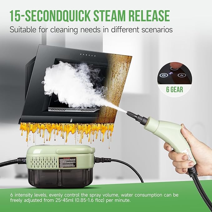 Handheld Steam Cleaner Multipurpose Portable Steamer Upholstery Cleaner Machine, Carpet Couch Clothes Mattress Car detailing Kitchen Floor Steamer Cleaning HD-1701 Plus Edition