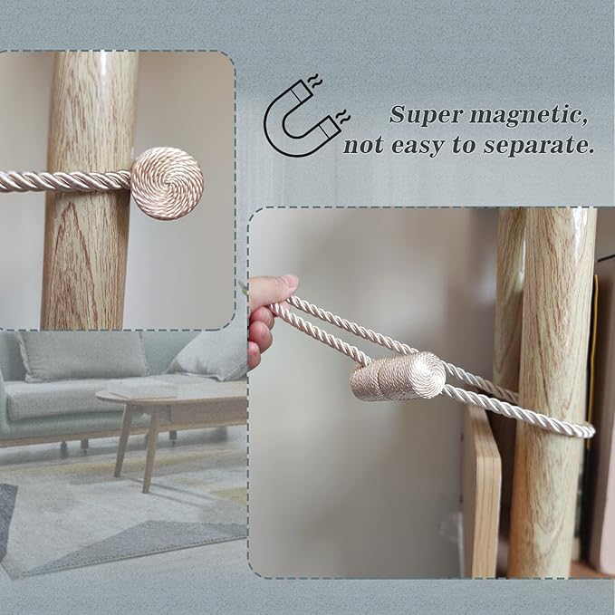 Hion Magnetic Curtain Tiebacks Gray Blue 2pcs, Curtain Tiebacks Buckles Holdbacks Holders Hooks Clip for Home Bedroom Office Decorative Curtain
