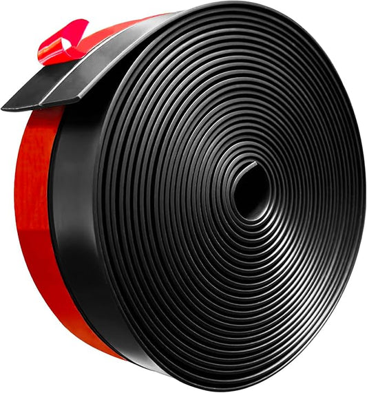 Silicone Weather Stripping, 3 inch (W) x 20 Ft (L) Door Draft Stopper Window Seal Strip for Gaps of Door & Windows, Garage Door Under Bottom, Sealing Tape Shower Doors Sweep, Black