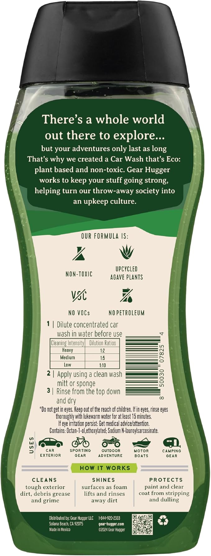 Gear Hugger Car Wash Soap (16 oz, Pack of 1) – Eco-Friendly Car Cleaner, Biodegradable Car Wash with Natural Saponins & Eucalyptus – Safe Car Soap for All Vehicle Surfaces