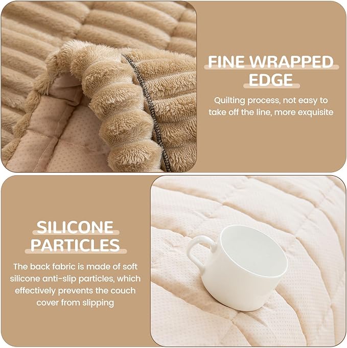 OTOB Couch Covers for Dogs Washable, Non Slip Plush Sofa Cover Kids Pet Friendly Furniture Protector, All Seasons Soft Cozy Fuzzy Sofa Slipcovers Dog Bed Mats (Coffee, 31.5" x 63.0'')