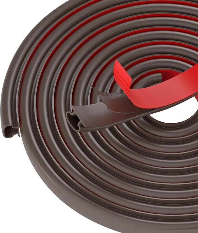 Brown Rubber Weather Stripping Door Seal Strip, D Shape Door Rubber Weather Seal Strip, SelfAdhesive Door Weatherstripping Soundproofing Door Sealing Strip for Windows (23 feet, Brown)
