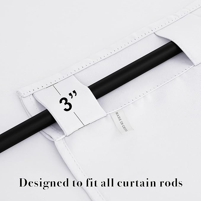 RYB HOME Blackout Curtains 80 inches Long Thermal Insulating Large Window Curtains for Living Room Sliding Glass Door Dining Home Office Backdrop, Pure White, W 42 x L 80 per Panel, 2 Panels