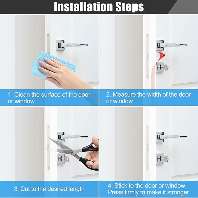Draft Seal Tape for Doors and Windows 2 in x 40 Ft Silicone Weather Stripping Extra Thick 2mm Door Seal Strip with Strong Adhesive Draft Insulation Stopper Side Seal - Clear