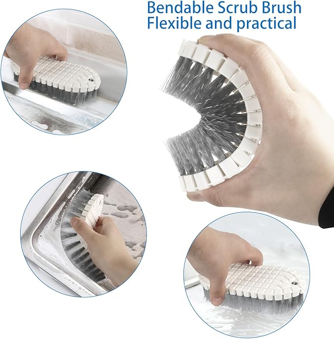 6 Pack Multipurpose Household Cleaning Set, Deep Cleaning Brush Set with Grips - Dish, Scrub, Bottle, Shoe, Groove Gap, Keyboard Brush for Kitchen, Bathroom (B)