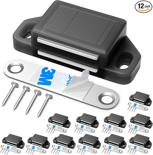 Cabinet Magnetic Catch Door Latch 30LB for Kitchen Drawer Magnets to Stay Closed Magnetic Catch Closet for Drawer（Black 12 Pack）