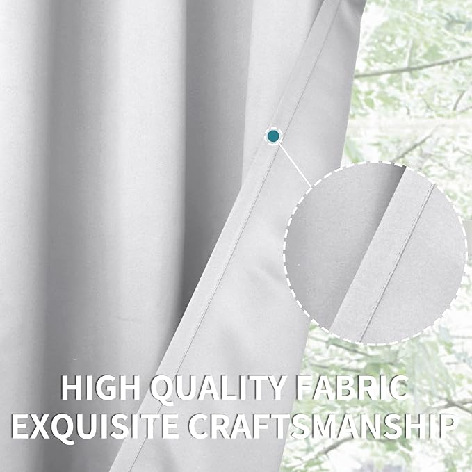 BGment Short Curtains 36 Inches Length for Kitchen Bathroom Window - Rod Pocket 34 Inch Width Thermal Insulated Drapes for Basement Cafe Camper Bedroom, Greyish White, 2 Panels, 34 x 36 Inch