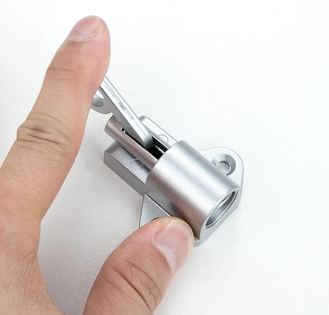 8 Packs Self-Closing Latches，Silver Gray Spring Door Lock，Resilient Bolt Latch Aluminum Alloy Safety Automatic Spring Barrel Slide Door Lock with Screws,Used for Gate,Window and Cabinet etc