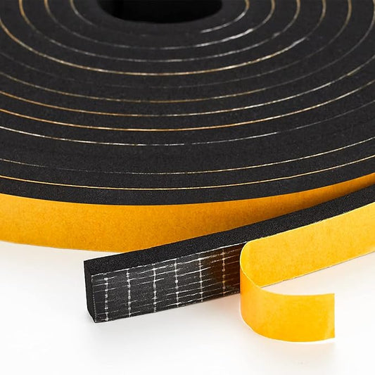 50 Feet Weather Stripping Door Seal, 1/2" Wide X 1/8" Thick Door Seal Strip High Density Foam Tape Adhesive Strip for Door Soundproofing,Window Insulation (1/2" x 1/8" x 50FT,Black)