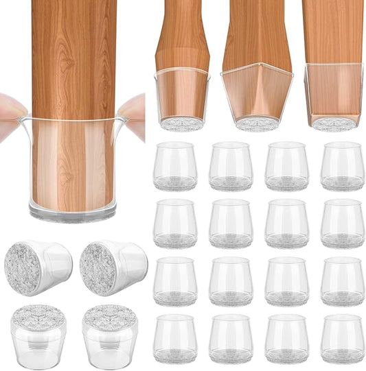 BALEINE 16 Pack Silicone Chair Leg Floor Protectors, Stool Leg Protectors Cap, Non-Slip Chair Leg Caps for Hardwood Floors (Clear, X-Large, 16 Pack)