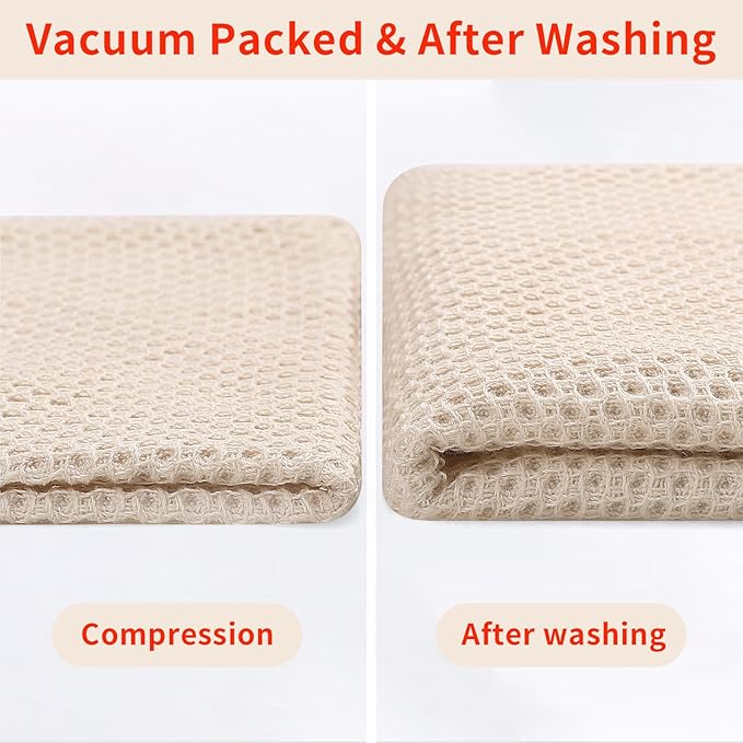 Homaxy 100% Cotton Waffle Weave Kitchen Dish Towels, Ultra Soft Absorbent Quick Drying Cleaning Towel, 13 x 28 Inches, 4-Pack, Beige
