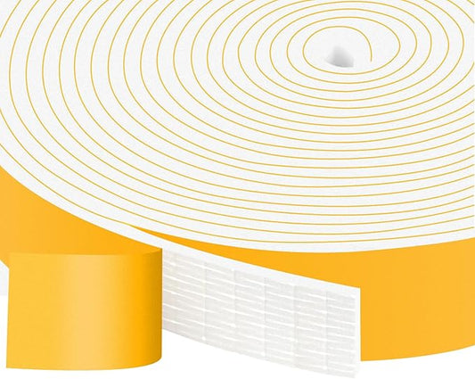 White Strong Adhesive Foam Sealing Weather Stripping, High Density Door Insulation Strip, Closed Cell Foam Weather Stripping for Doors and Windows Insulation (1 in x 1/8 in x 33Ft)