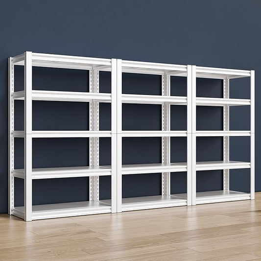 Raybee 5 Tier White Metal Heavy Duty Garage Shelving Unit 2000LBS Storage Shelves