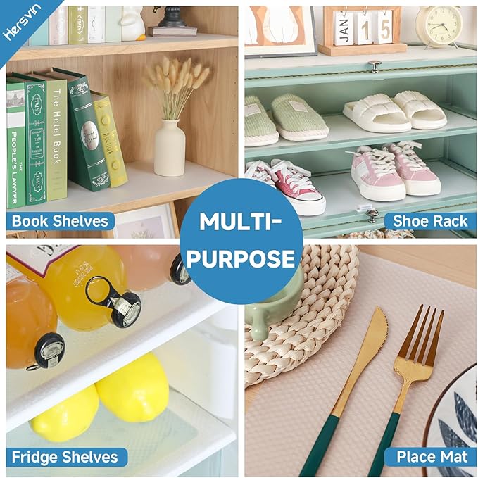 Shelf Liners 14 in x 20 ft EVA Drawer Mats, Non-Adhesive Cupboard Protector, Kitchen Cabinet Lining Fridge Liner (Clear Flat Dot, 35.6x610cm)