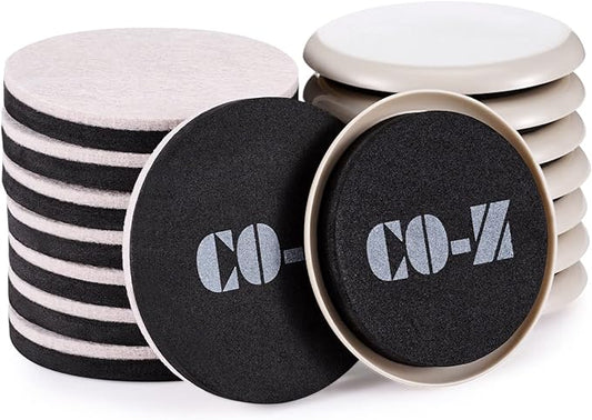 CO-Z Felt Furniture Sliders - 16 Pack with 8 Plastic & 8 Felt Sliders, 3 1/2" Reusable Furniture Sliders for Carpet Hardwood Floors, Heavy-Duty Furniture Gliders Movers, Moving Pads for Hard Surfaces