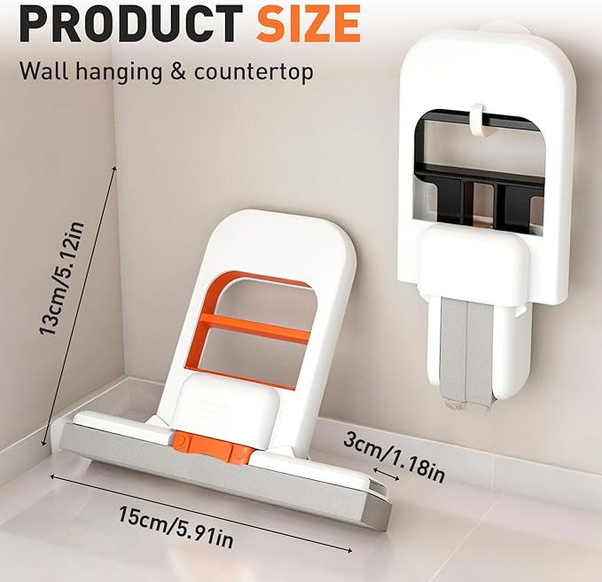 Mini Foldable Desktop Mop, 2026 New Portable Cleaning Sponge Mop for Wet and Dry, Mini Portable Self-Squeeze Small Mop for Bathroom, Kitchen, Desktop (Orange)