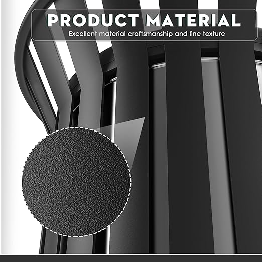 8Gallon Round Large Outdoor Trash Can, Heavy Duty Metal Slatted Garbage Can Outdoor, All Weather Resistant Commercial Garbage Cans, Waste Receptacle in Park, School, Beach, Patio (Black, Medium)