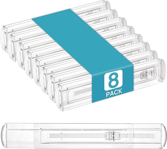Vtopmart 8 Pack Shallow Drawer Dividers, 2.36" High 12.67"-21.14" Adjustable Expandable Kitchen Drawer Organizer, Clear Plastic Organizer Separators for Flatware, Utensil, Cutlery, Underwear, Clothes