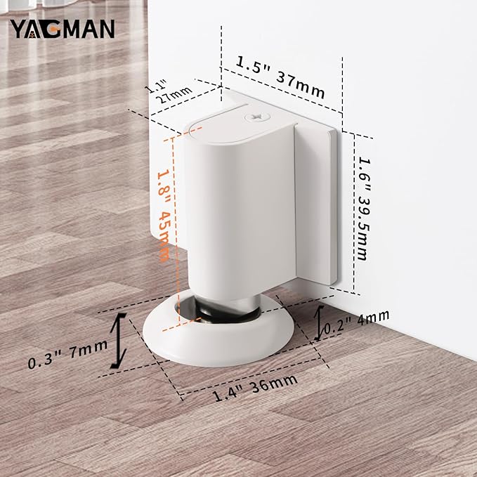3 Pack Magnetic Door Stoppers Retractable Bottom of Door Holder No Drilling Mount Floor Door Stop with Screws and Adhesive Catch Door Keep Door Open White WT-3