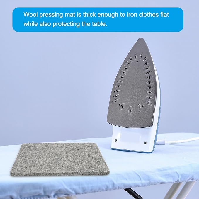 PATIKIL Wool Pressing Mat, 24" x 17" Wool Ironing Pad Blanket 0.5" Thickened Heat Resistant Quilting Ironing Pad for Quilters Sewing Craft, Grey