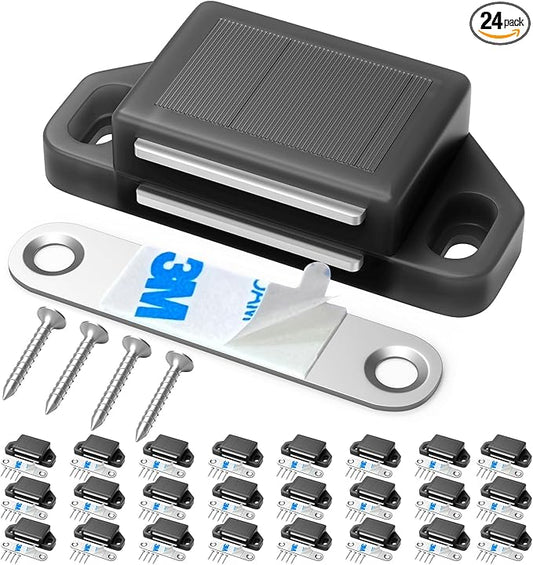 Cabinet Magnetic Catch Door Latch 30LB for Kitchen Drawer Magnets to Stay Closed Magnetic Catch Closet for Drawer（Black 24 Pack）
