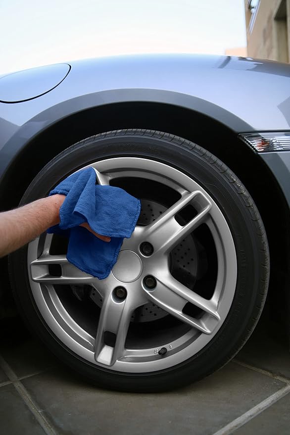 Avalon Towels Cotton Shop Rags – (Pack of 50) Size 12x14 Inches Cleaning Rags – Absorbent Shop Towels and Multipurpose Cleaning Towels for Automobiles, Industries, Garage and Homes (Blue)